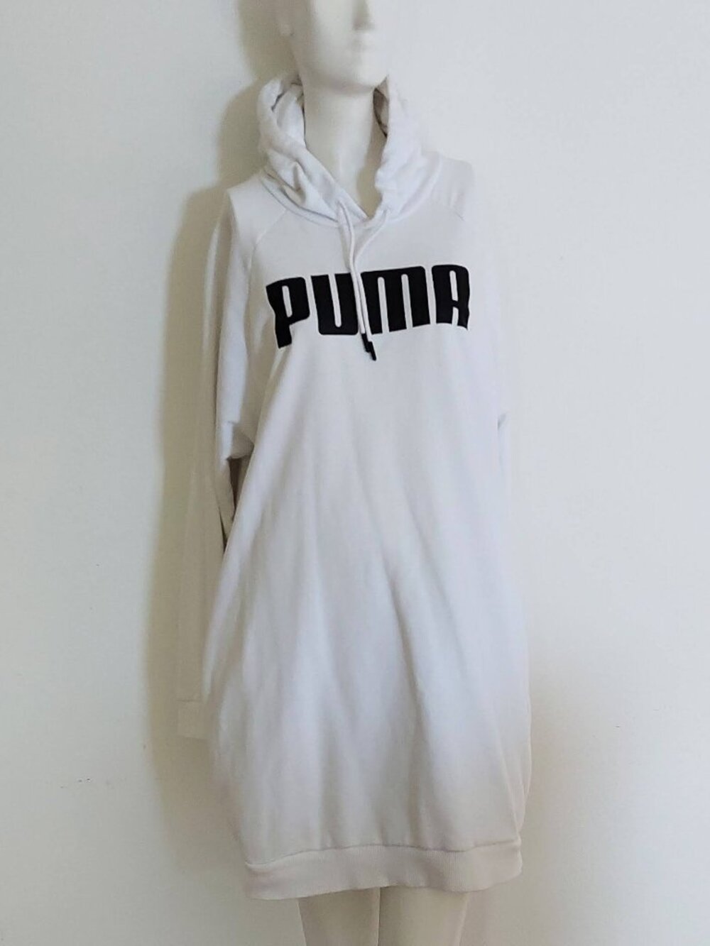 Puma Bright White w/Navy Logo Oversized L/S Hoody Dress Size: M